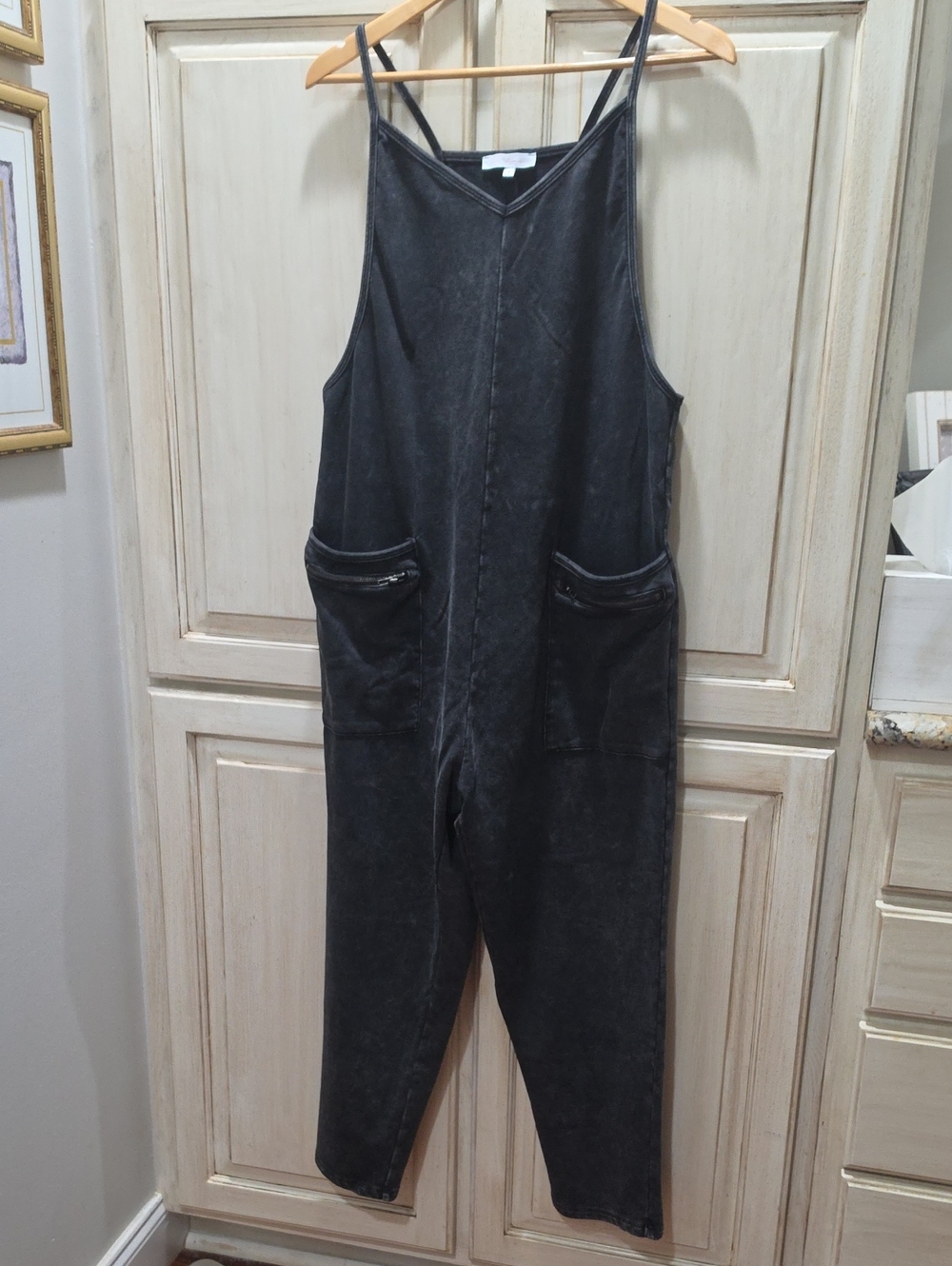 EUC CES FEMME Washed Black Sleeveless Jumpsuit with Front Pockets